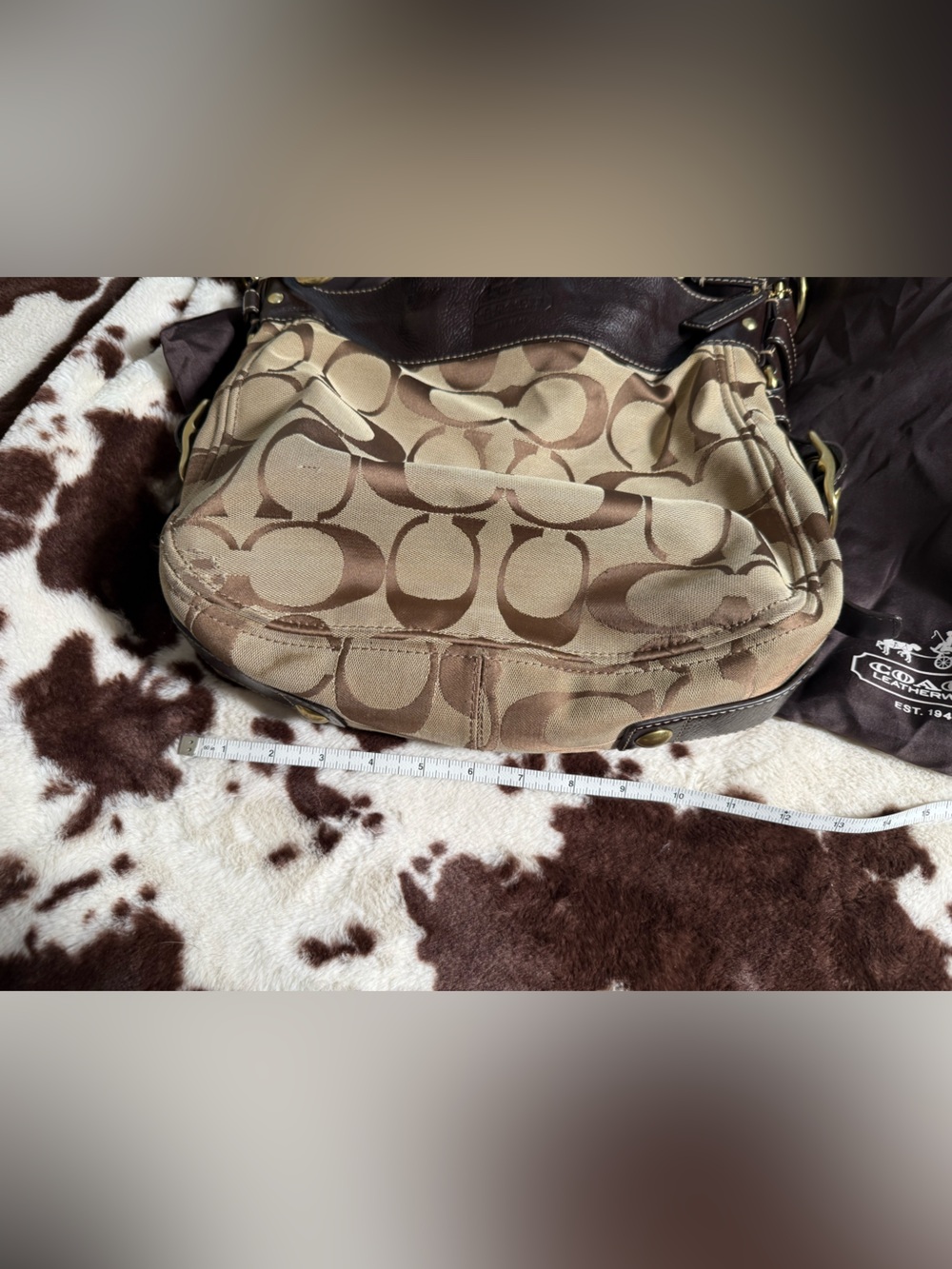 Tan and brown signature vintage coach bag - Picture 4 of 12